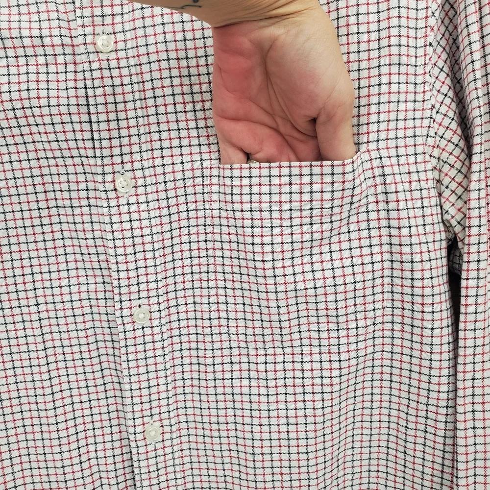 ♧ J Crew All Cotton Oxford Slim Plaid Buttoned Shirt Size Medium White Blue Red